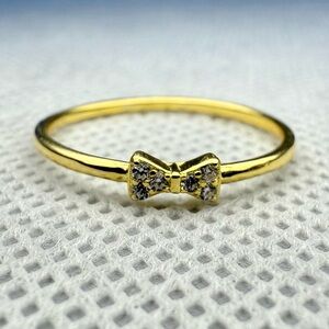 New Gold-Plated Sterling Silver CZ Bow Ring, Size 6